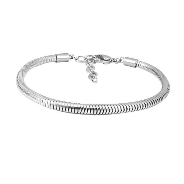 Pulsera de acero inoxidable para charms - Compatible con Pandora, Estilo Serpiente