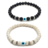Pulseras de ojo turco con aventurina azul y turquesa blanca de 6mm - Set de 2 piezas