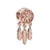 Charm atrapasueños y tres plumas rosado - Compatible con Pandora