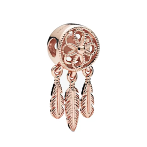 Charm atrapasueños y tres plumas rosado - Compatible con Pandora
