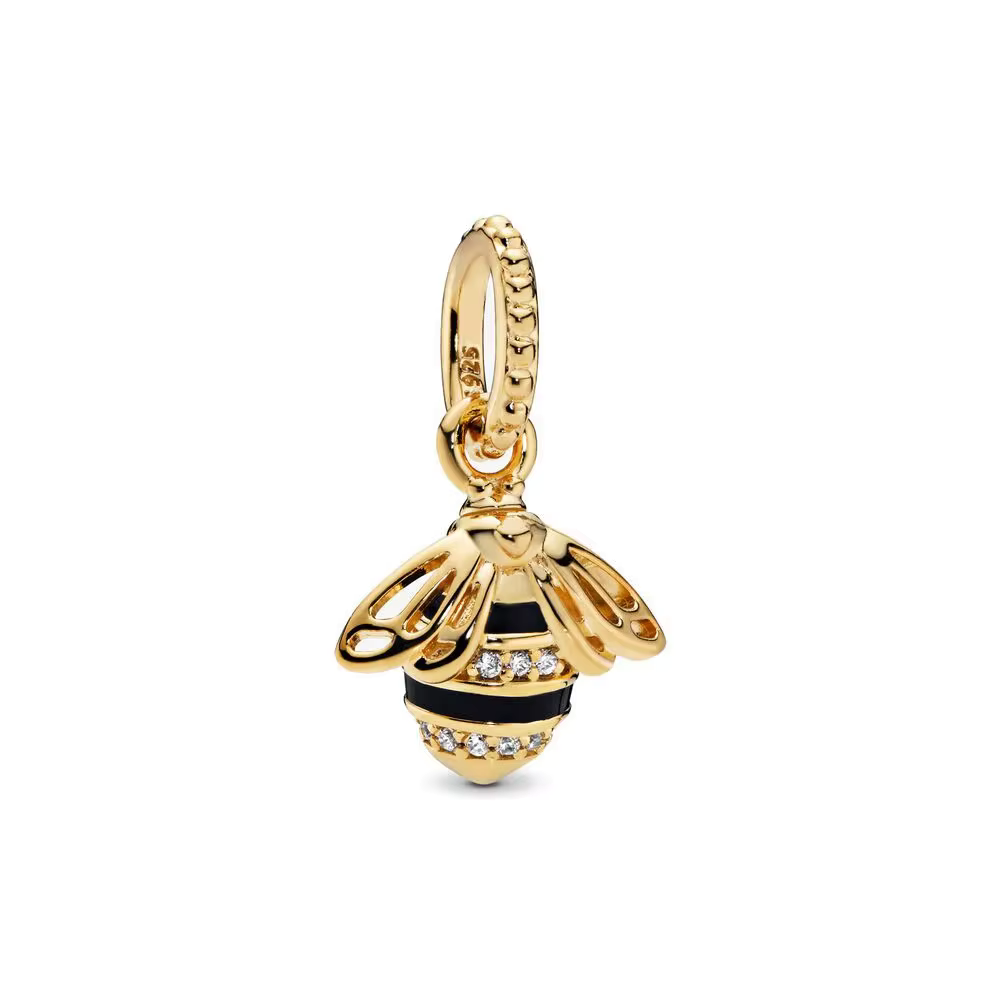 Charm abeja reina colgante dorada con cristales - Compatible con Pandora