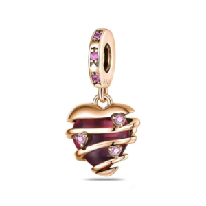 Charm corazón espiral colgante rosado - Compatible con Pandora