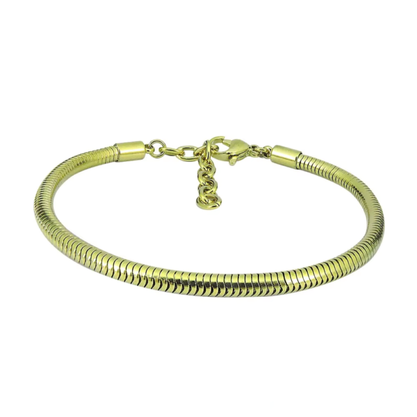 Pulsera estilo serpiente para charms de acero inoxidable dorada - Compatible con Pandora