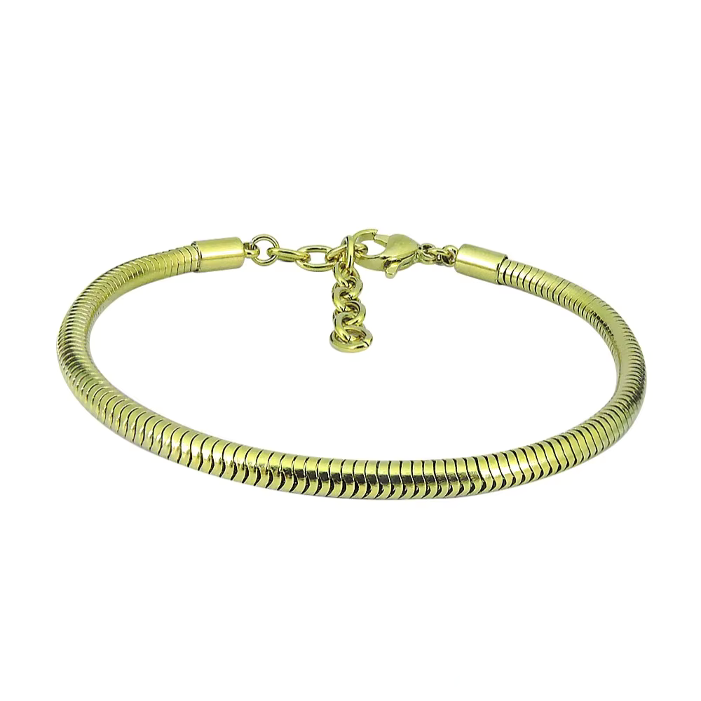 Pulsera estilo serpiente para charms de acero inoxidable dorada - Compatible con Pandora