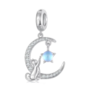 Charm colgante luna y gato tocando estrella - Compatible con Pandora