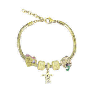 Pulsera estilo serpiente para charms de acero inoxidable dorada - Compatible con Pandora