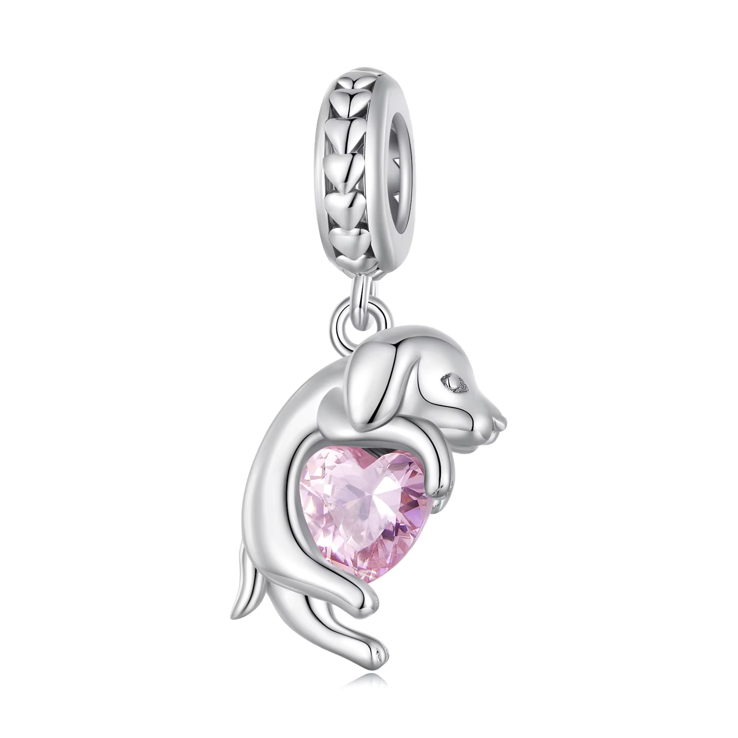 Charm colgante perro golden y corazón - Compatible con Pandora